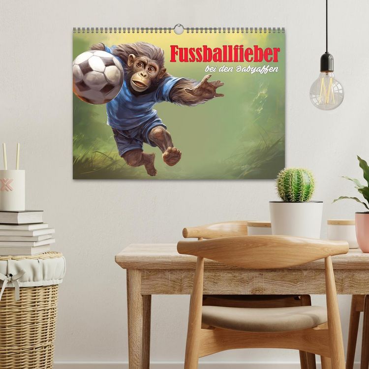 Produktbild: Fu&szlig;ballfieber bei den Babyaffen (Wandkalender 2026 DIN A3 quer), CALVENDO Monatskalender