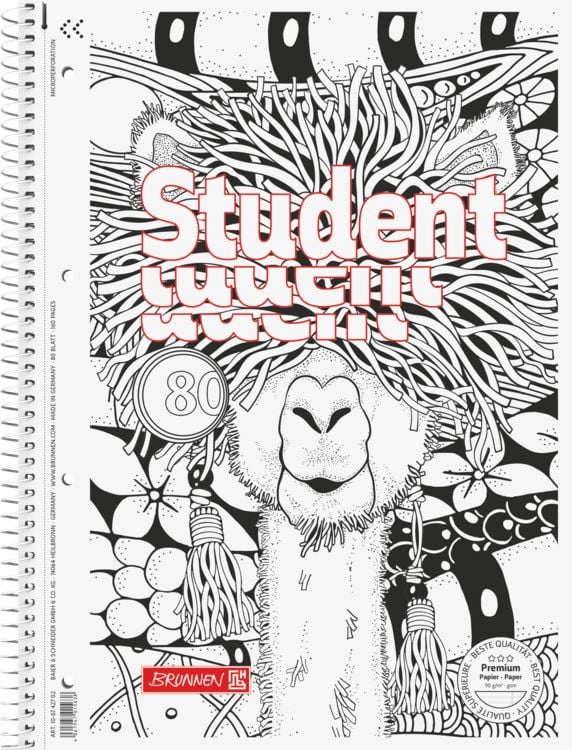 Produktbild: Brunnen Collegeblock A4 Lin27 Lama ZENart