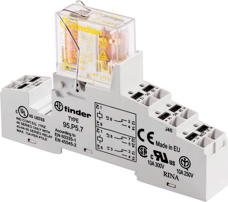 Produktbild: Finder 48.P2.9.024.1057M Koppelrelais 24 V/DC 8A 2 Wechsler 1St.