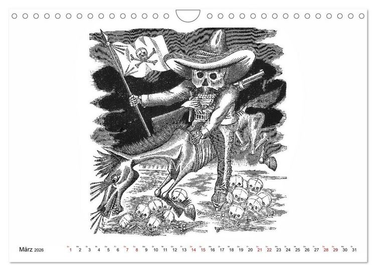 Produktbild: Calaveras - Totenk&ouml;pfe und Skelette (Wandkalender 2026 DIN A4 quer), CALVENDO Monatskalender