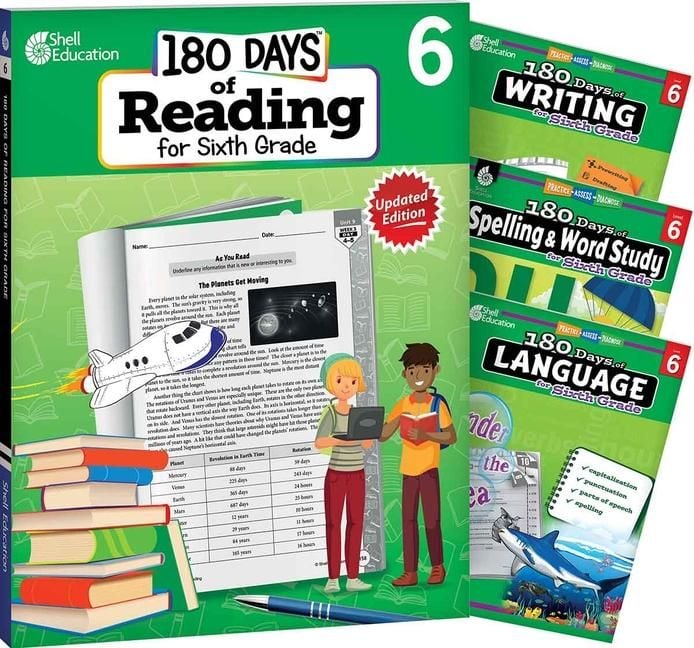 Produktbild: 180 Days(tm) Reading 2nd Ed, Writing, Spelling, & Language Grade 6: 4-Book Set