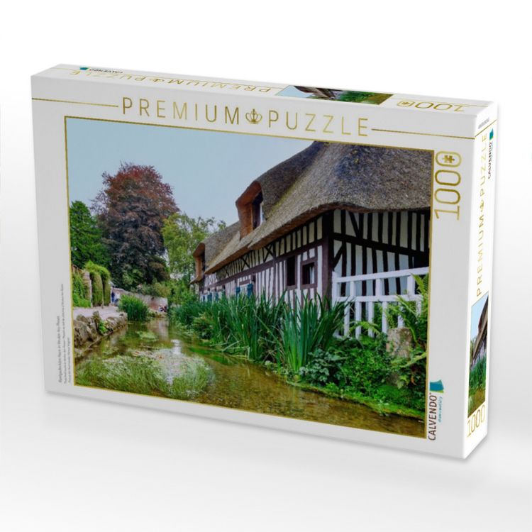 Produktbild: CALVENDO Puzzle Reetgedecktes Haus in Veules-les-Roses | 1000 Teile Lege-Gr&ouml;&szlig;e 64x48cm Foto-Puzzle f&uuml;r gl&uuml;ckliche Stunden