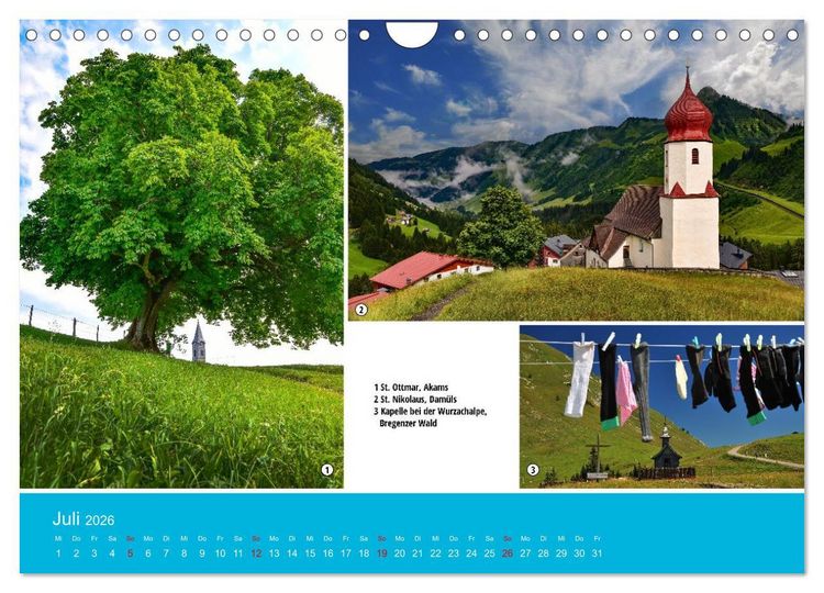 Produktbild: Kirchen und Kapellen als Ausflugsziele (Wandkalender 2026 DIN A4 quer), CALVENDO Monatskalender