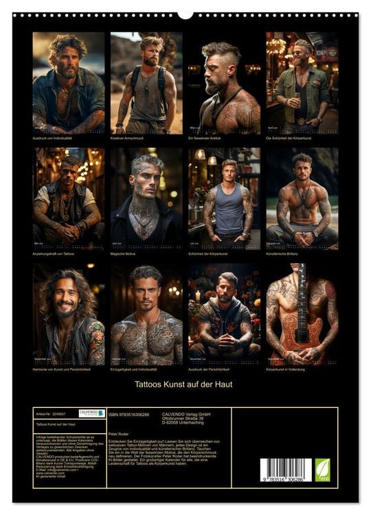 Produktbild: Tattoos Kunst auf der Haut (hochwertiger Premium Wandkalender 2026 DIN A2 hoch), Kunstdruck in Hochglanz