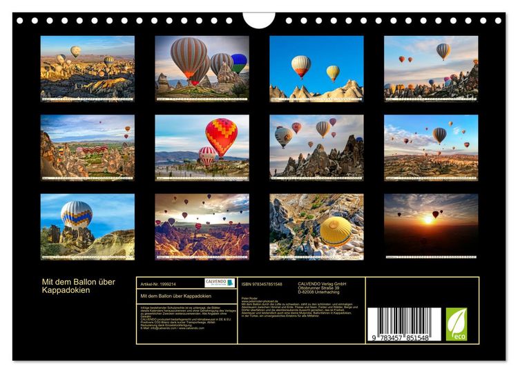 Produktbild: Mit dem Ballon &uuml;ber Kappadokien (Wandkalender 2026 DIN A4 quer), CALVENDO Monatskalender