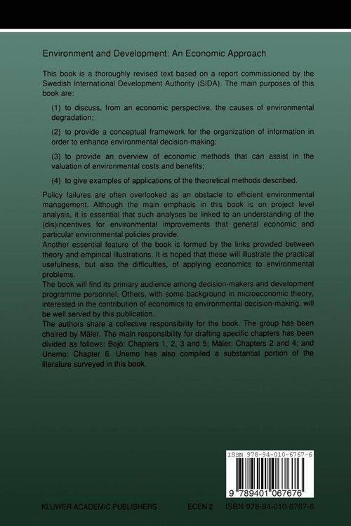 Produktbild: Environment and Development: An Economic Approach