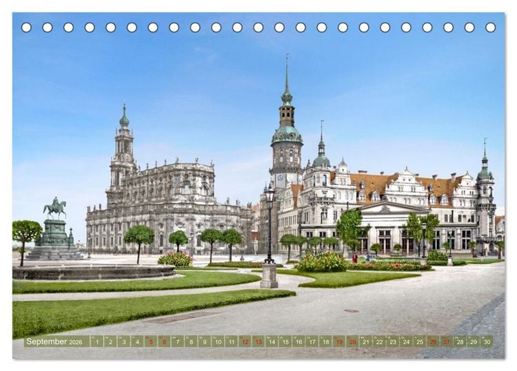 Produktbild: Historisches Dresden um 1900 neu restauriert und detailkoloriert (Tischkalender 2026 DIN A5 quer), CALVENDO Monatskalender