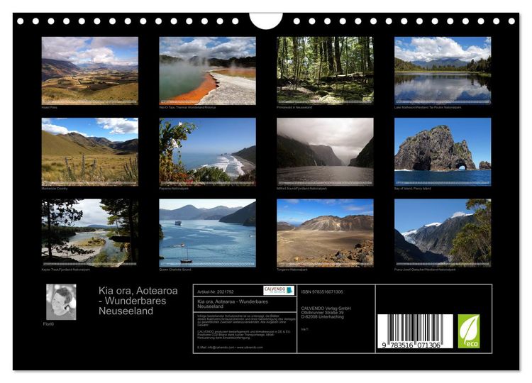 Produktbild: Kia ora, Aotearoa - Wunderbares Neuseeland (Wandkalender 2026 DIN A4 quer), CALVENDO Monatskalender