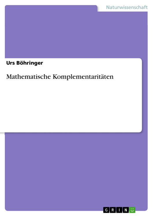 Produktbild: Mathematische Komplementarit&auml;ten