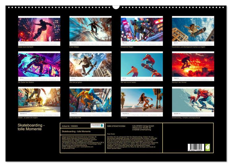 Produktbild: Skateboarding - tolle Momente (Wandkalender 2026 DIN A2 quer), CALVENDO Monatskalender