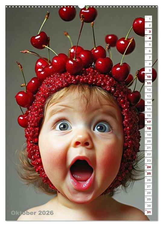 Produktbild: Babys in Bestform - Lustige Fr&uuml;chtchen (hochwertiger Premium Wandkalender 2026 DIN A2 hoch), Kunstdruck in Hochglanz