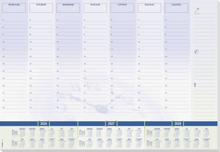 Produktbild: Sigel H6350 Schreibunterlage Papier Wochenplan, Tagesplan liniert (B x H) 59.50 cm x 41 cm 2026, 2027, 2028 30 Blatt