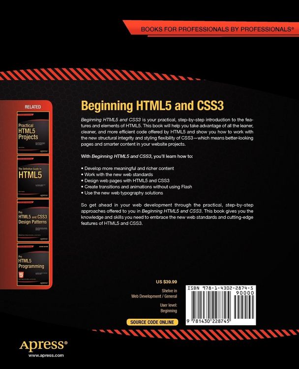Produktbild: Beginning HTML5 and CSS3