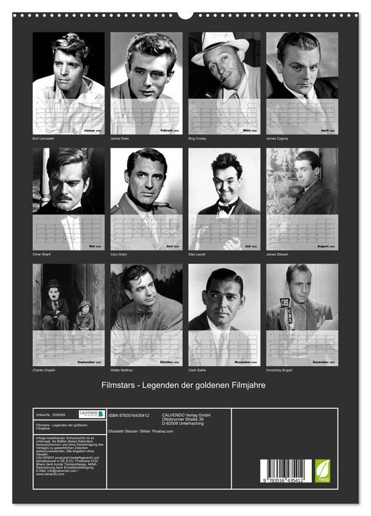 Produktbild: Filmstars - Legenden der goldenen Filmjahre (hochwertiger Premium Wandkalender 2026 DIN A2 hoch), Kunstdruck in Hochglanz