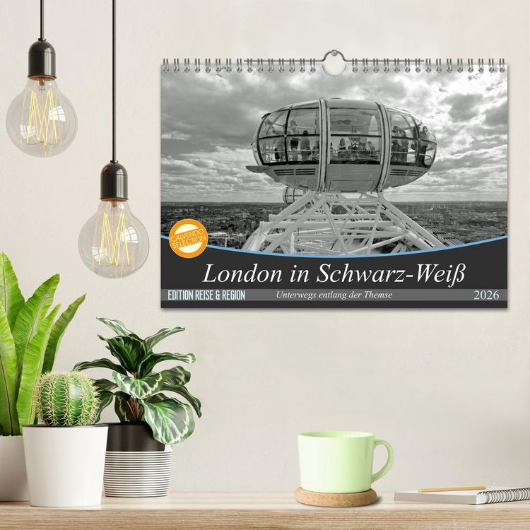 Produktbild: London in Schwarz-Wei&szlig; (Wandkalender 2026 DIN A4 quer), CALVENDO Monatskalender