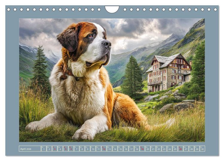 Produktbild: K&ouml;nigliche Bernhardiner. Die sanften Riesen der Alpen (Wandkalender 2026 DIN A4 quer), CALVENDO Monatskalender