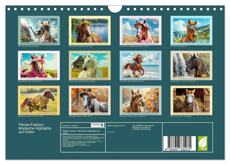 Produktbild: Pferde-Fashion. Modische Highlights auf Hufen (Wandkalender 2026 DIN A4 quer), CALVENDO Monatskalender
