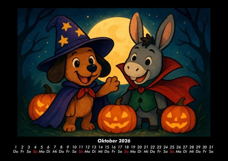 Produktbild: Wuff & Huf - Festliche Freundschaft 2026 Fotokalender DIN A3