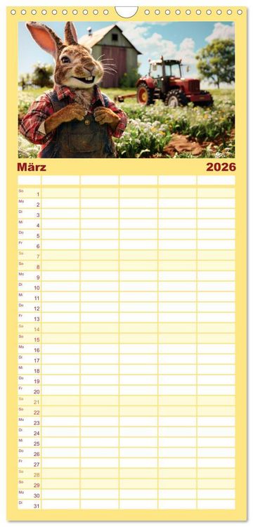 Produktbild: Familienplaner 2026 - Der tierisch lustige Bauern-Kalender mit 5 Spalten (Wandkalender, 21 x 45 cm) CALVENDO