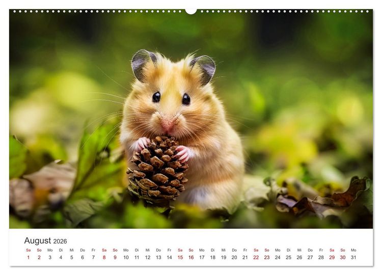 Produktbild: Wild und flauschig - Hamster - Abenteuer in freier Natur (hochwertiger Premium Wandkalender 2026 DIN A2 quer), Kunstdruck in Hochglanz