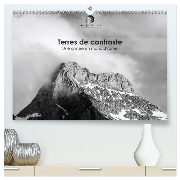 Produktbild: Terres de contraste &ndash; Une ann&eacute;e en monochrome (Calendrier mural 2026 DIN A2 vertical) calendrier de bureau