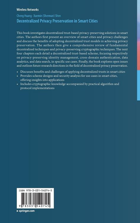 Produktbild: Decentralized Privacy Preservation in Smart Cities