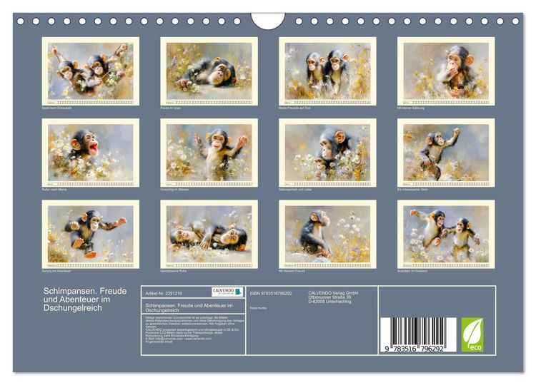 Produktbild: Schimpansen. Freude und Abenteuer im Dschungelreich (Wandkalender 2027 DIN A4 quer), CALVENDO Monatskalender