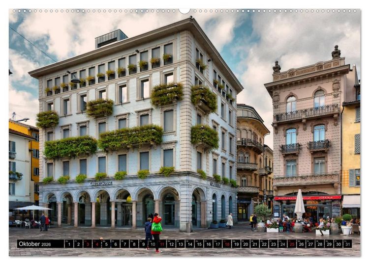 Produktbild: Lugano - Perle im Tessin (hochwertiger Premium Wandkalender 2026 DIN A2 quer), Kunstdruck in Hochglanz