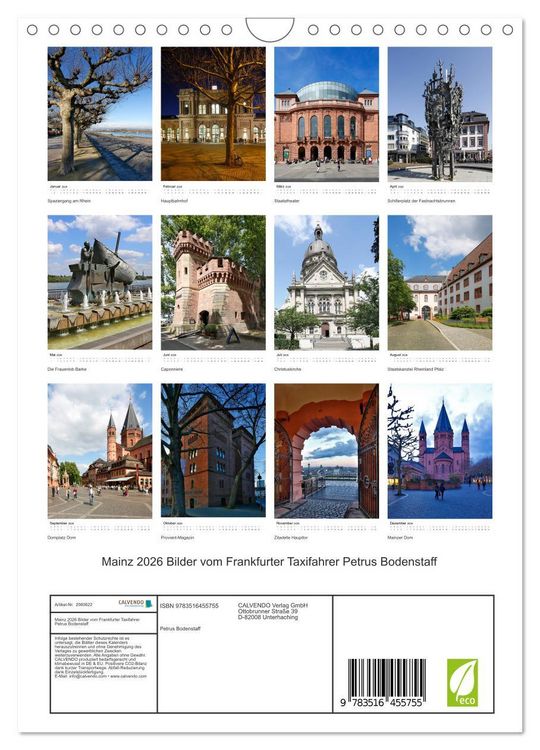 Produktbild: Mainz 2026 Bilder vom Frankfurter Taxifahrer Petrus Bodenstaff (Wandkalender 2026 DIN A4 hoch), CALVENDO Monatskalender