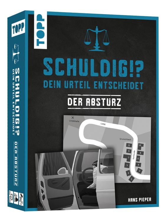 Produktbild: Schuldig?! Dein Urteil entscheidet &ndash; Der Absturz. Krimispiel in 50 Karten