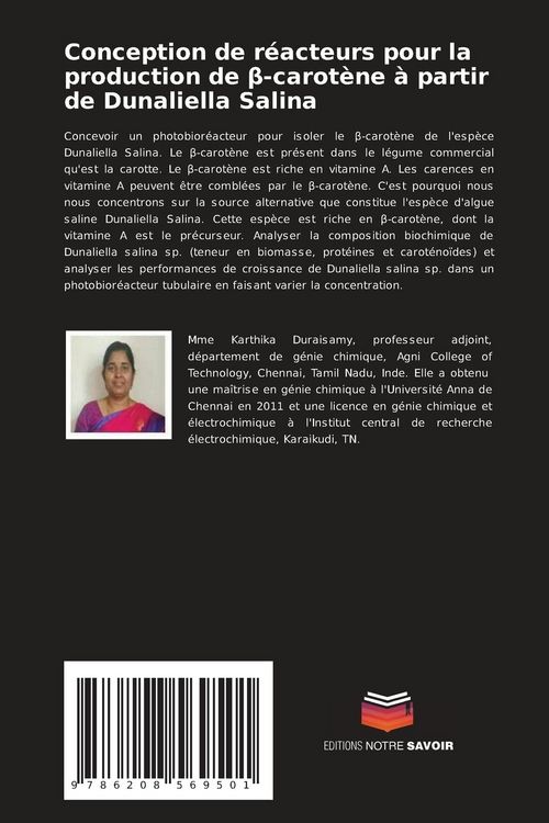 Produktbild: Conception de r&eacute;acteurs pour la production de &iquest;-carot&egrave;ne &agrave; partir de Dunaliella Salina