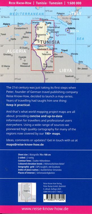 Produktbild: Reise Know-How Landkarte Tunesien / Tunisia (1:600.000)