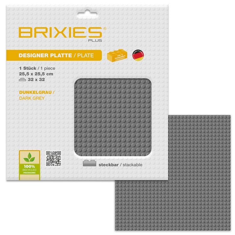 Produktbild: BRIXIES 225011 - Platte 32 x 32 Basic dunkel grau , Bauplatte, 1 St&uuml;ck