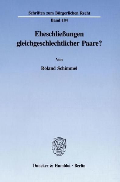 Produktbild: Eheschlie&szlig;ungen gleichgeschlechtlicher Paare?