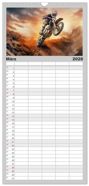 Produktbild: Familienplaner 2026 - Motorcross Welt mit 5 Spalten (Wandkalender, 21 x 45 cm) CALVENDO