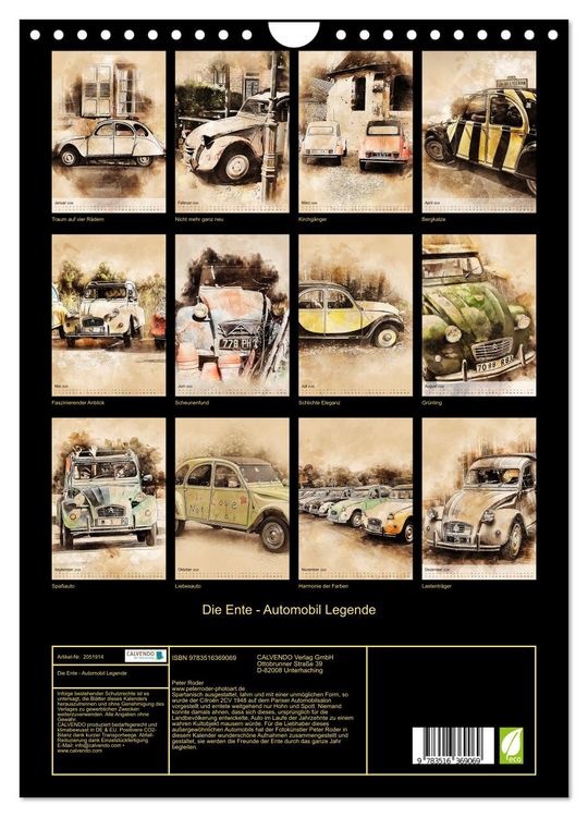 Produktbild: Die Ente - Automobil Legende (Wandkalender 2026 DIN A4 hoch), CALVENDO Monatskalender