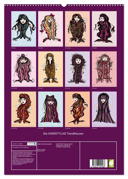 Produktbild: Die HAIRSTYLAS Trendfrisuren (hochwertiger Premium Wandkalender 2026 DIN A2 hoch), Kunstdruck in Hochglanz