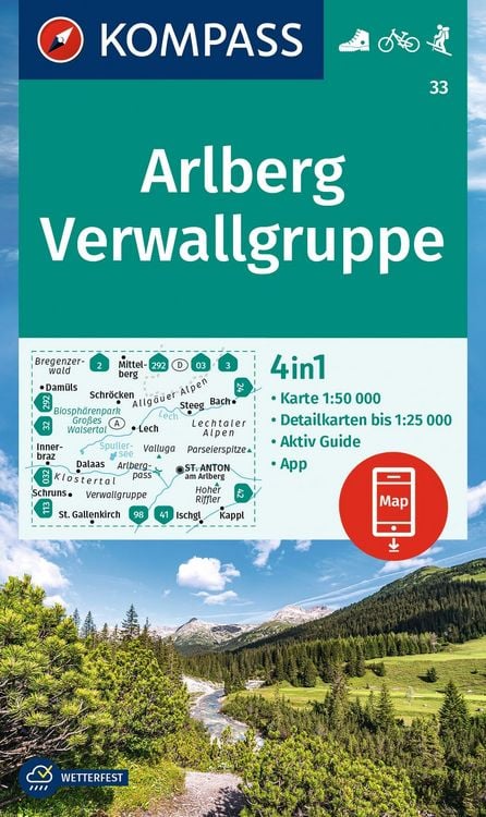 Produktbild: KOMPASS Wanderkarte 33 Arlberg, Verwallgruppe 1:50.000