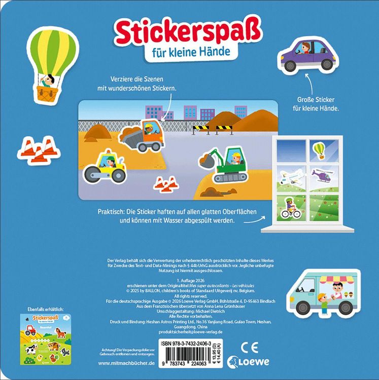 Produktbild: Stickerspa&szlig; f&uuml;r kleine H&auml;nde - Fahrzeuge