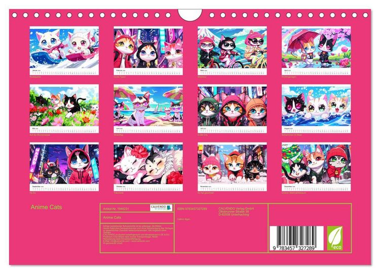 Produktbild: Anime Cats (Wandkalender 2026 DIN A4 quer), CALVENDO Monatskalender