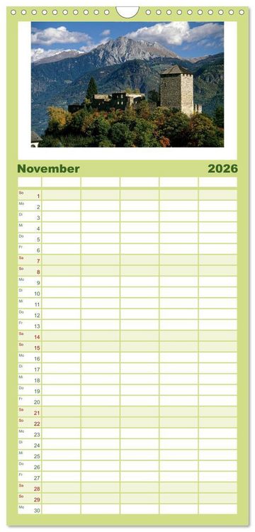 Produktbild: Familienplaner 2026 - S&Uuml;DTIROL - Land der Berge mit 5 Spalten (Wandkalender, 21 x 45 cm) CALVENDO