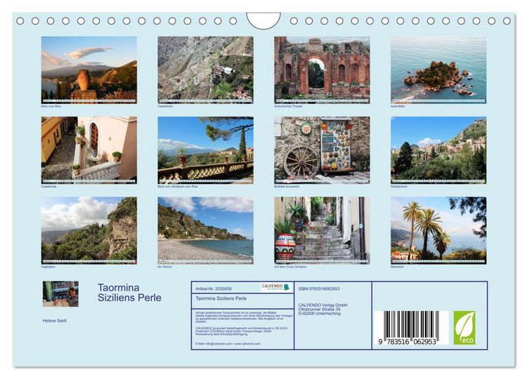 Produktbild: Taormina Siziliens Perle (Wandkalender 2026 DIN A4 quer), CALVENDO Monatskalender