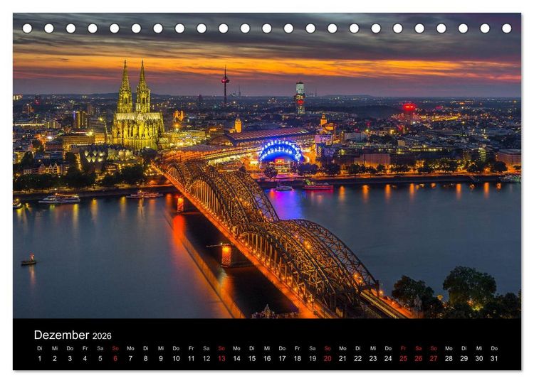 Produktbild: K&ouml;ln Impressionen bei Nacht (Tischkalender 2026 DIN A5 quer), CALVENDO Monatskalender