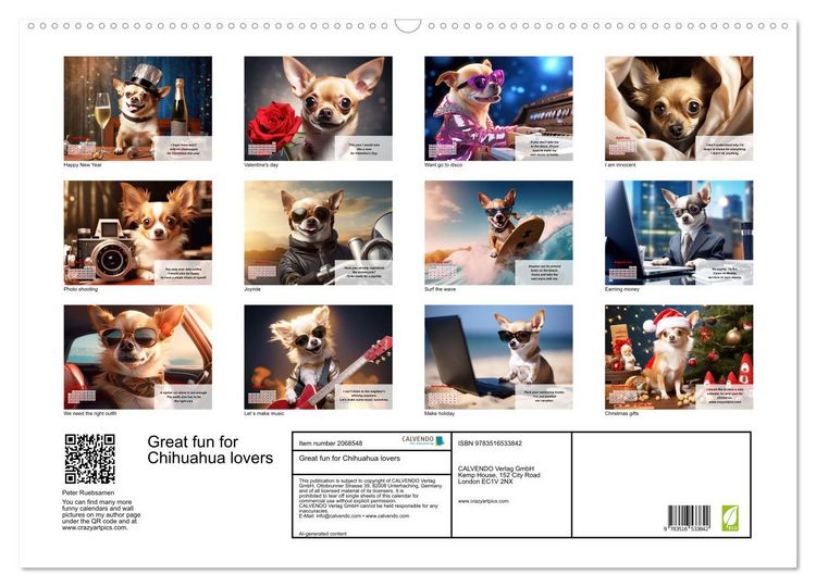 Produktbild: Great fun for Chihuahua lovers (Wall Calendar 2026 DIN A2 landscape), CALVENDO 12 Month Wall Calendar