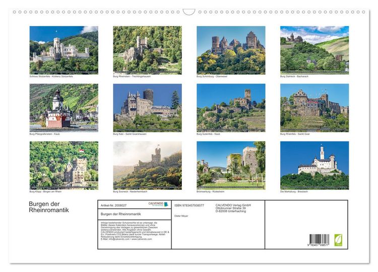 Produktbild: Burgen der Rheinromantik (Wandkalender 2026 DIN A2 quer), CALVENDO Monatskalender
