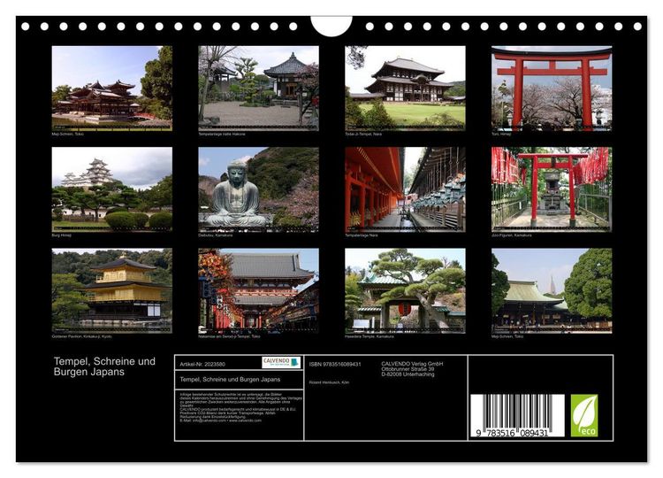 Produktbild: Tempel, Schreine und Burgen Japans (Wandkalender 2026 DIN A4 quer), CALVENDO Monatskalender