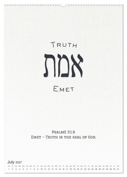 Produktbild: The Radiant Path Hebrew Letters Inspiring the Soul (High Quality Premium Wall Calendar 2027 DIN A2 portrait),CALVENDO 12 Month Wall Calendar