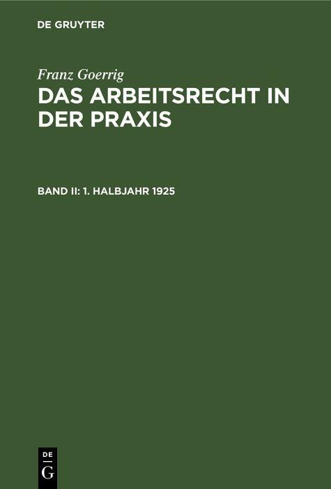 Produktbild: 1. Halbjahr 1925