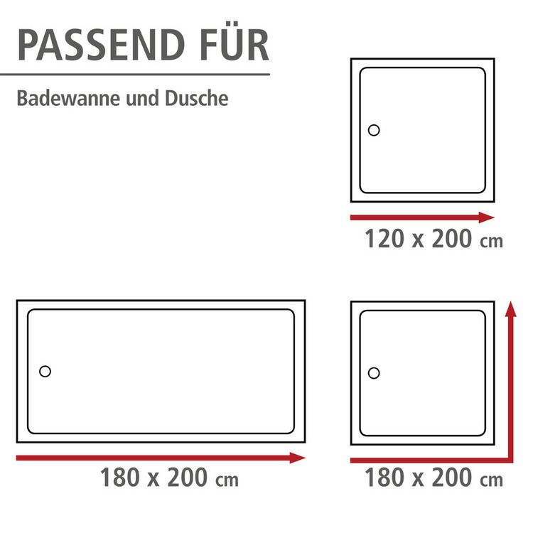 Produktbild: Anti-Schimmel Duschvorhang Uni Grey, Textil (Polyester), 180 x 200 cm, waschbar