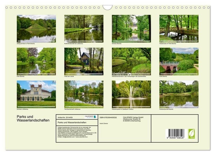 Produktbild: Parks und Wasserlandschaften (Wandkalender 2027 DIN A3 quer), CALVENDO Monatskalender